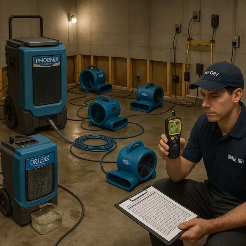 Structural Drying and Dehumidification process in Minier, IL